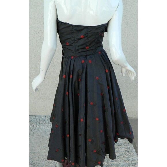 CEIL‎ CHAPMAN  Pinup Dress Blue Red Cherries Vintage Rockabilty Size Small - Picture 7 of 13